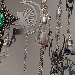 Unique Handmade dowsing pendulums / rice message critter glass bottle attached